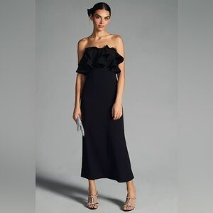 Vineet Bahl Ruffled Black Strapless Dress
